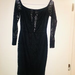 Black lace, off the shoulder dress